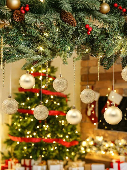 44-Piece Christmas Ball Ornament Set, Shatterproof Hanging Baubles for Christmas Tree, Wedding or Office Decor, Multi-Size Holiday Decorations