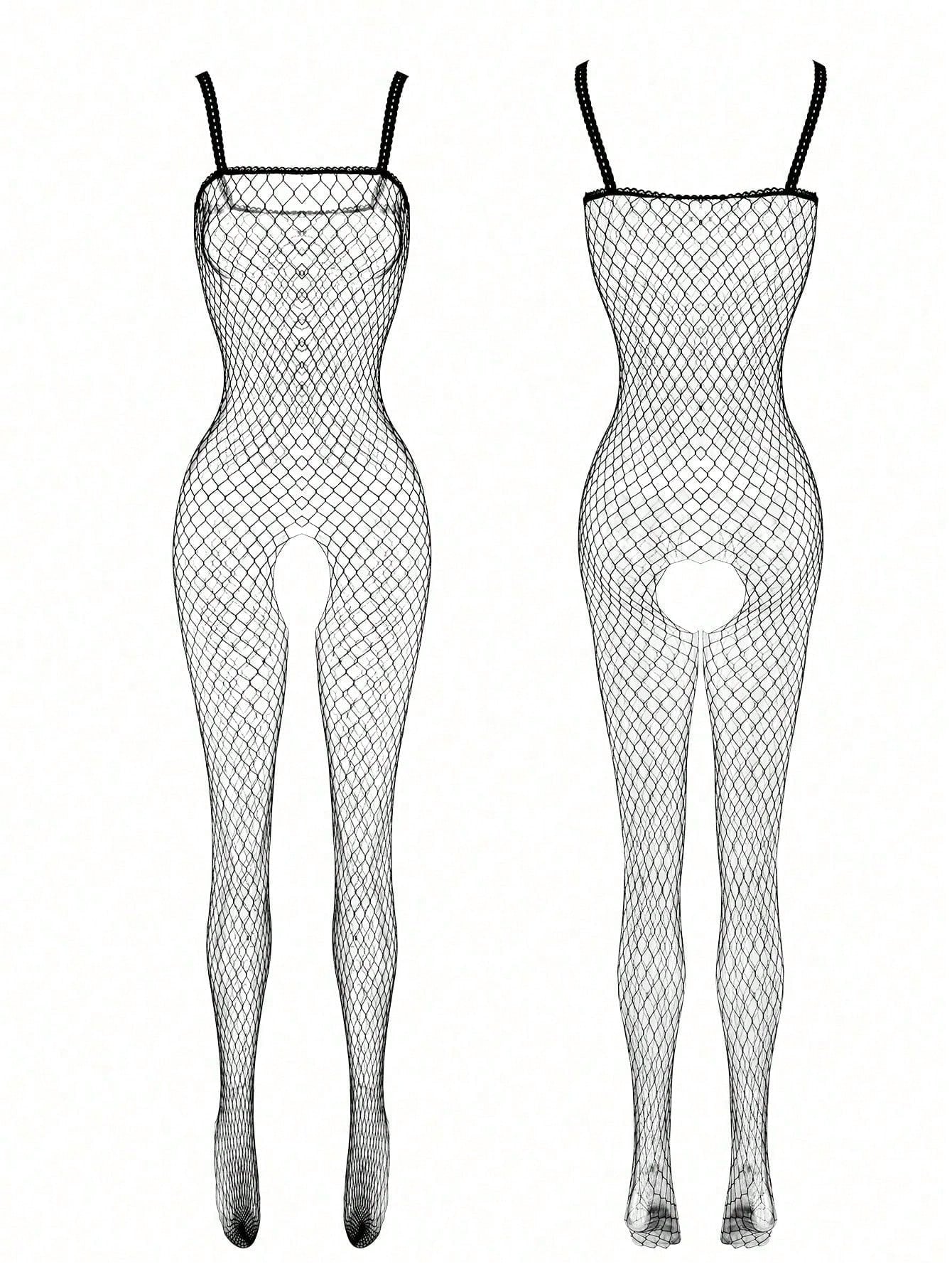 3pcs Sexy Lingerie Set, Sheer, Filled, Detachable, Alluring, Crotch Open Bodystocking, Uniform Style, Sexy Outerwear Lingerie