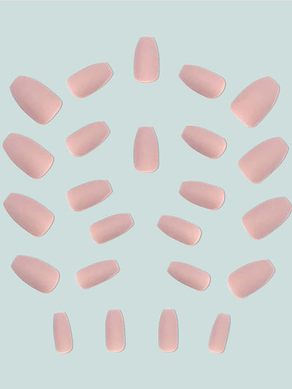 24pcs Medium Almond Matte Press On Nails, Solid Color White Black Pink Blue Multi Tone Set, Full Coverage Nails For Women And Girls