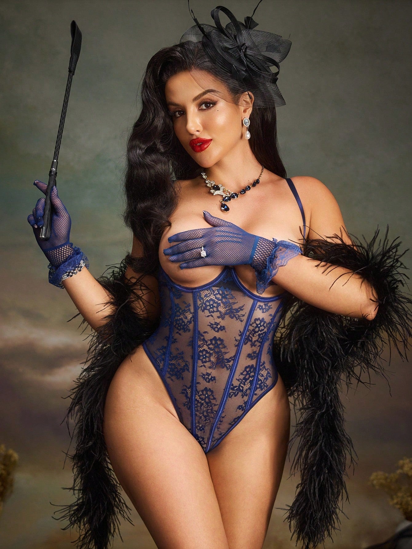 Charming And Sexy With Underwire, Hollowed-Out Chest, Open Crotch, Lace Stitching, See-Through, Attractive Curves, Sexy Bodysuit For Women For Going Out