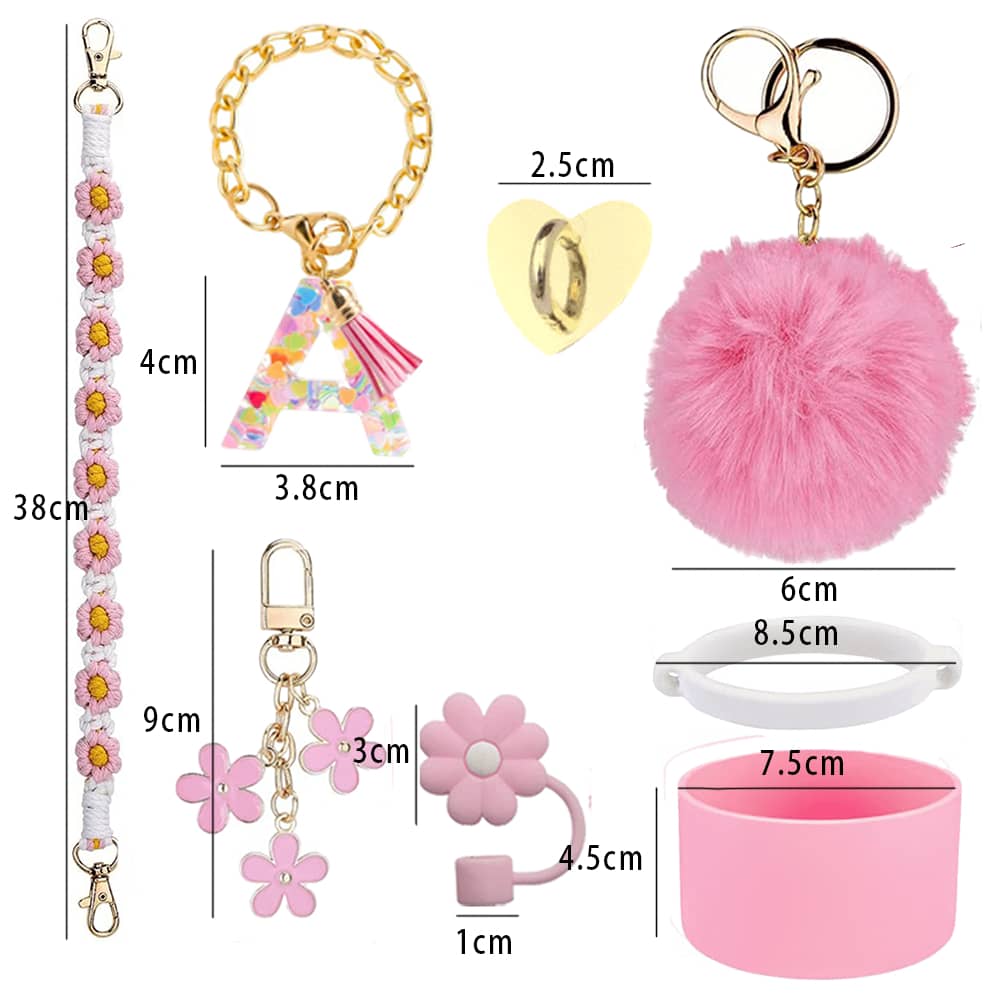 Cup Decoration Accessories, 8–9mm Straw Cap & Silicone Boots Set for 30/40oz Tumblers, Cute DIY Cup Accessories