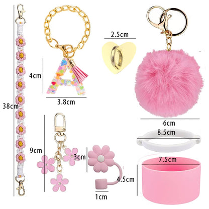 Cup Decoration Accessories, 8–9mm Straw Cap & Silicone Boots Set for 30/40oz Tumblers, Cute DIY Cup Accessories