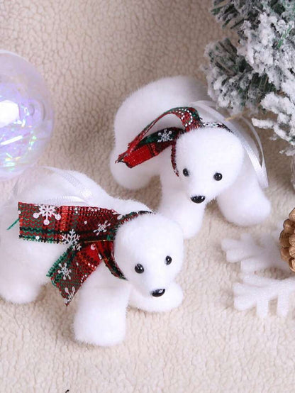White Polar Bear Christmas Tree Ornament, Cute Hanging Pendant for Home or Office, Adorable Small Holiday Decoration for Kids and Family