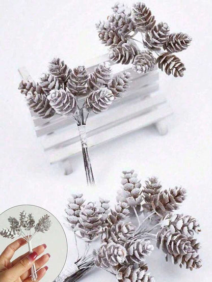 White Artificial Pinecones Set (10/30pcs), Decorative Pieces for DIY Christmas Wreaths, Bouquets & Winter Holiday Home Decor