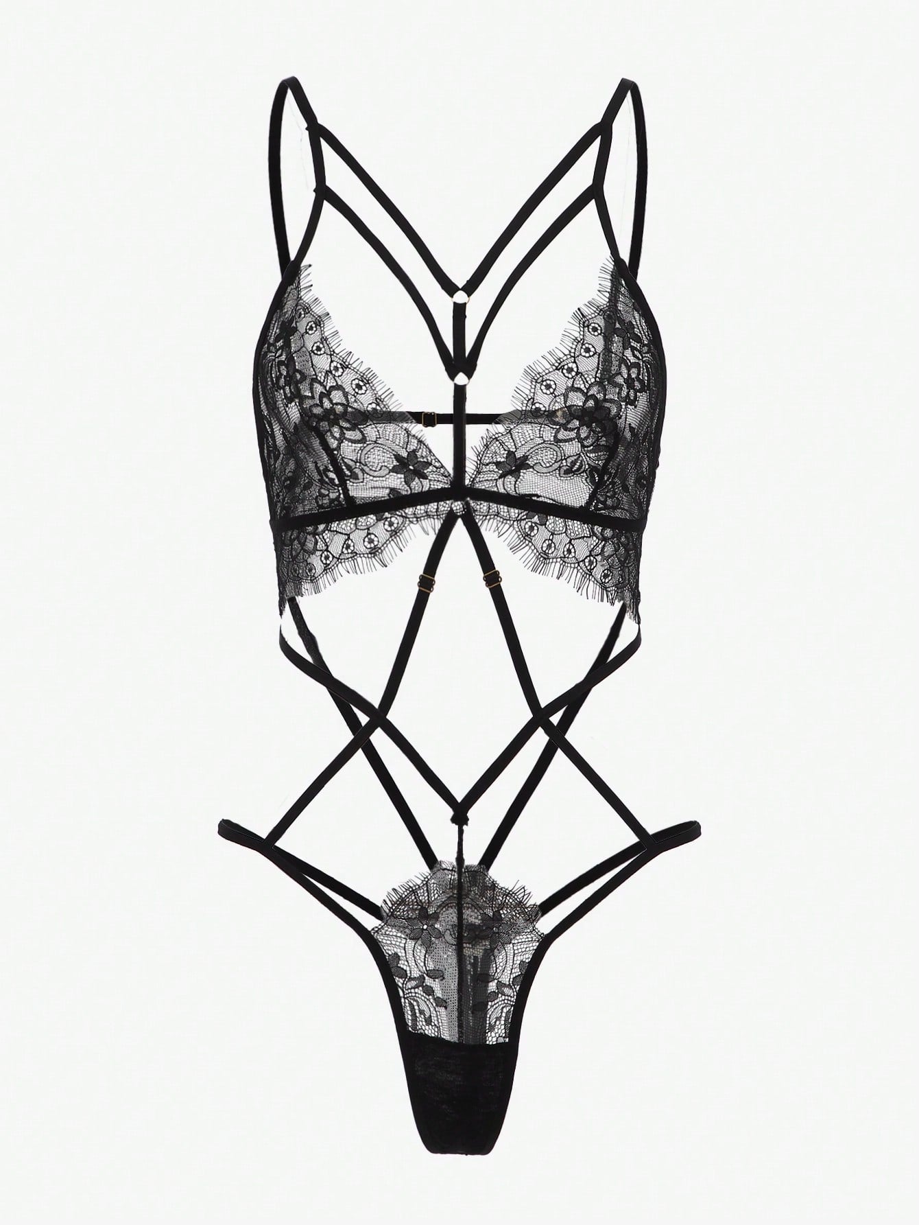 Floral Lace Cut-Out Teddy Bodysuit Lingerie