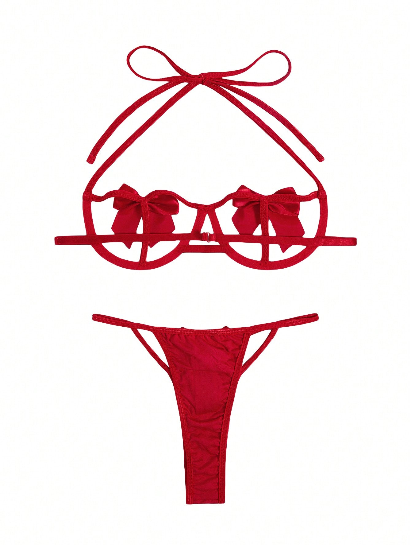 Cut Out Bow Decor Underwire Lingerie Set
