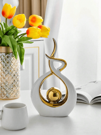 1pc Modern Abstract Resin Art Sculpture, Elegant Handmade Decorative Statue for Living Room, Bedroom or Office Desk, Minimalist Home Decor