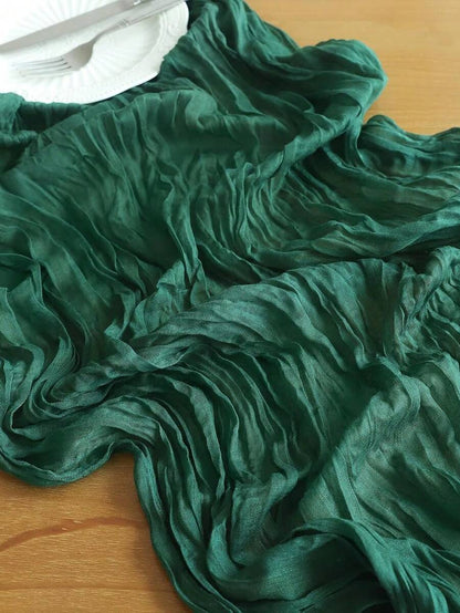 Wrinkled Cheesecloth Table Runner for Weddings and Holidays, Elegant Table Centerpiece Cloth for Christmas Dining, Birthdays, and Romantic Events