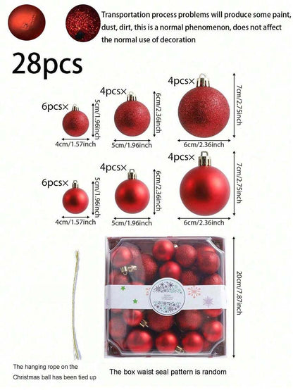 44-Piece Christmas Ball Ornament Set, Shatterproof Hanging Baubles for Christmas Tree, Wedding or Office Decor, Multi-Size Holiday Decorations