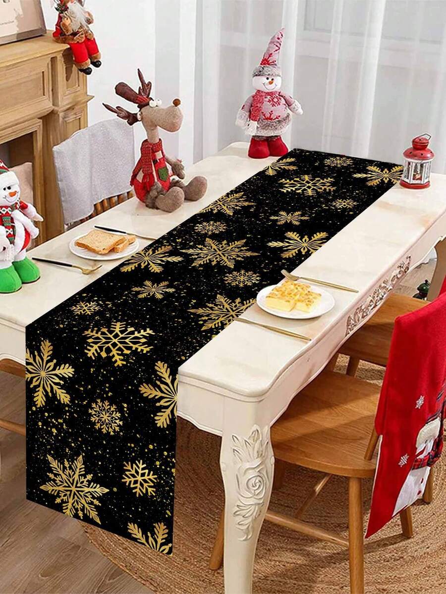 Gingerbread Man Christmas Table Runner, 35x180cm Polyester Holiday Table Flag, Festive Dining Room Décor for Christmas & Winter Home Use