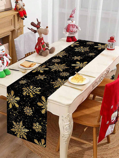 Gingerbread Man Christmas Table Runner, 35x180cm Polyester Holiday Table Flag, Festive Dining Room Décor for Christmas & Winter Home Use