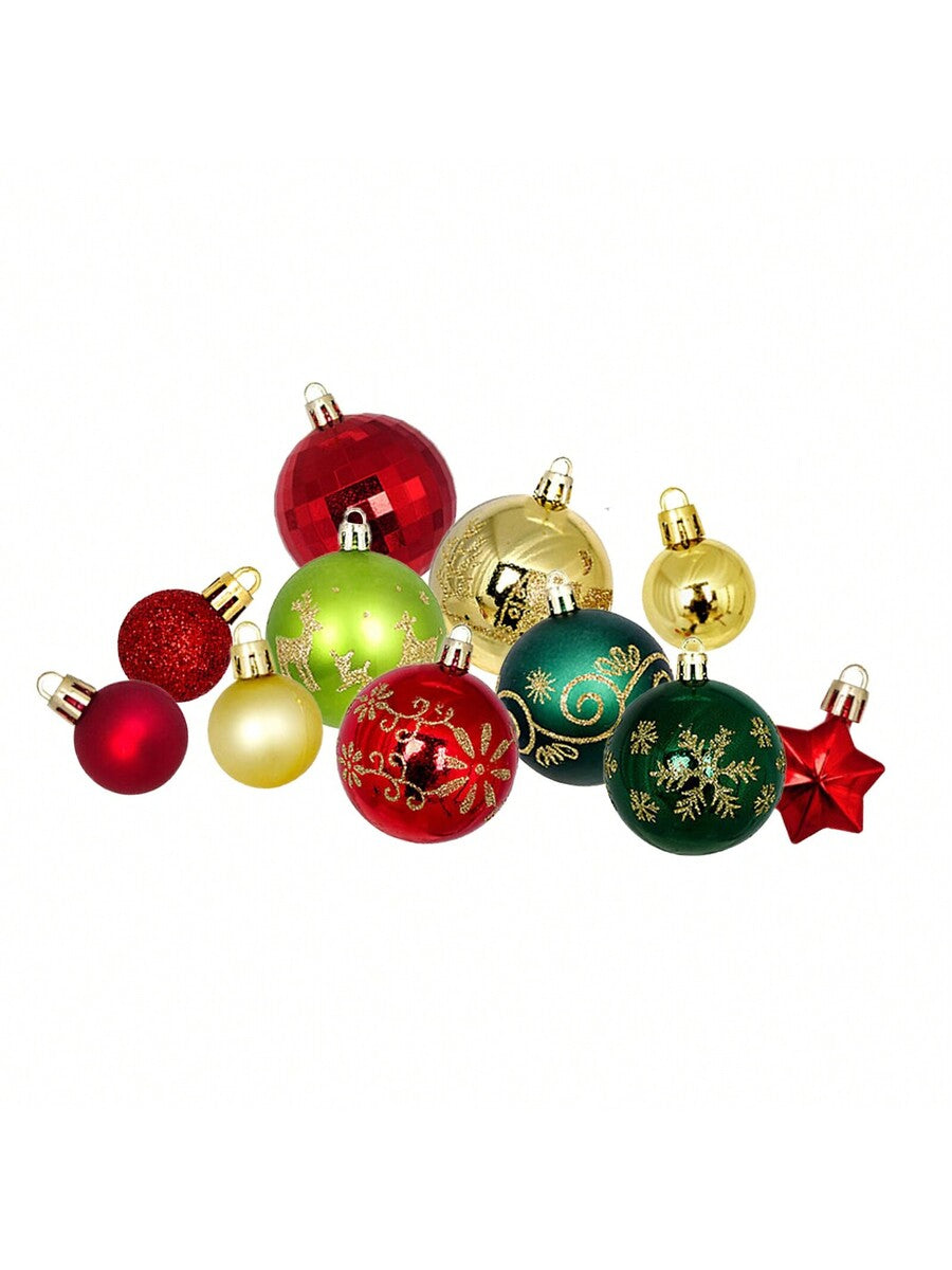 44pcs Sequined Christmas Tree Ball Ornaments, Glitter Decorative Holiday Tree Baubles, Perfect for Christmas Parties and Home Decoration