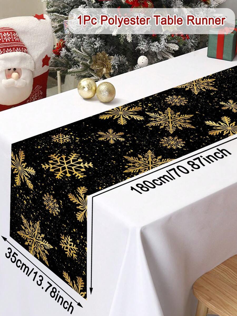 Gingerbread Man Christmas Table Runner, 35x180cm Polyester Holiday Table Flag, Festive Dining Room Décor for Christmas & Winter Home Use