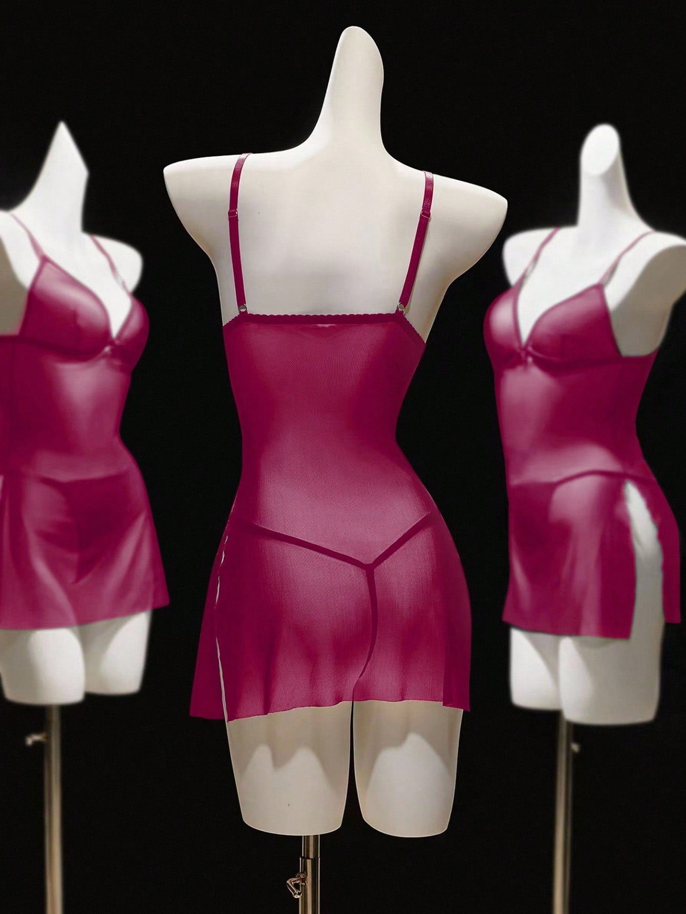2pcs/Set Women's Wireless Sexy Mesh Lingerie, Including Camisole Dress For Going Out
