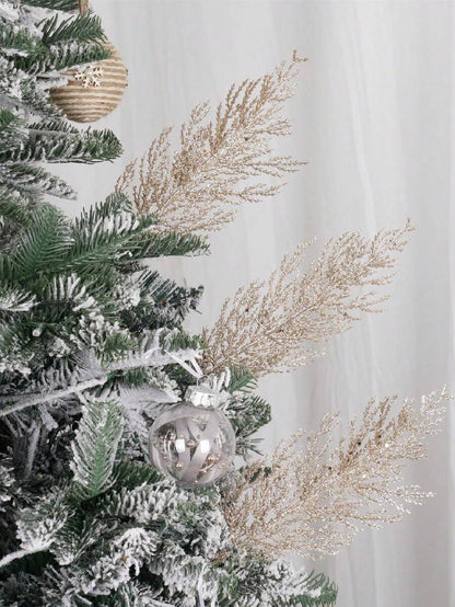 20pcs Glitter Cedar Pine Needles with Sequins, Artificial Blue and Pink Leaves for DIY Garlands, Wedding Bouquets, and Winter Holiday Home Decor