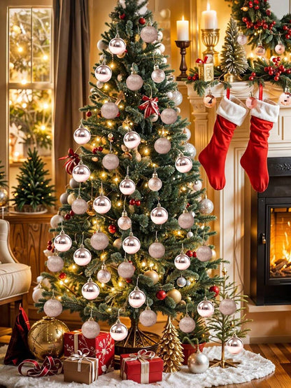 44-Piece Christmas Ball Ornament Set, Shatterproof Hanging Baubles for Christmas Tree, Wedding or Office Decor, Multi-Size Holiday Decorations