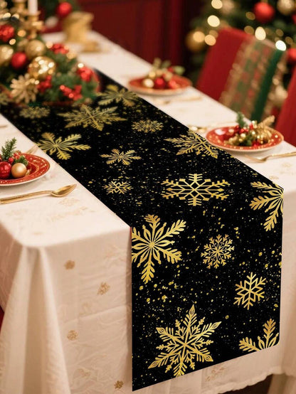 Gingerbread Man Christmas Table Runner, 35x180cm Polyester Holiday Table Flag, Festive Dining Room Décor for Christmas & Winter Home Use