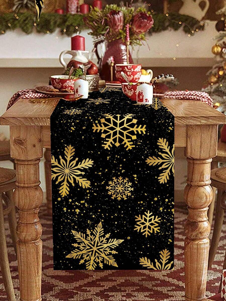 Gingerbread Man Christmas Table Runner, 35x180cm Polyester Holiday Table Flag, Festive Dining Room Décor for Christmas & Winter Home Use