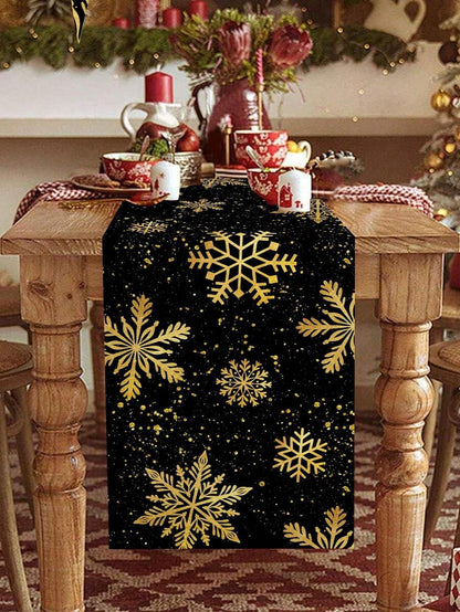 Gingerbread Man Christmas Table Runner, 35x180cm Polyester Holiday Table Flag, Festive Dining Room Décor for Christmas & Winter Home Use