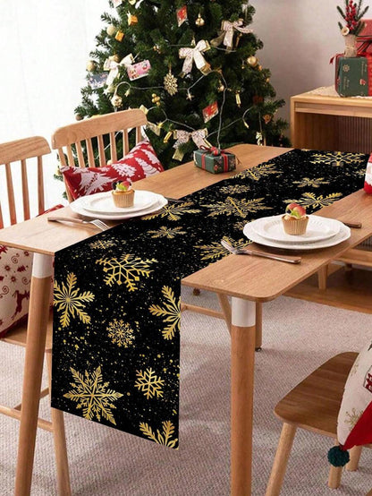 Gingerbread Man Christmas Table Runner, 35x180cm Polyester Holiday Table Flag, Festive Dining Room Décor for Christmas & Winter Home Use