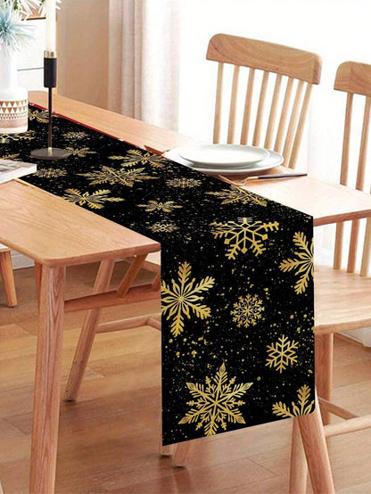 Gingerbread Man Christmas Table Runner, 35x180cm Polyester Holiday Table Flag, Festive Dining Room Décor for Christmas & Winter Home Use