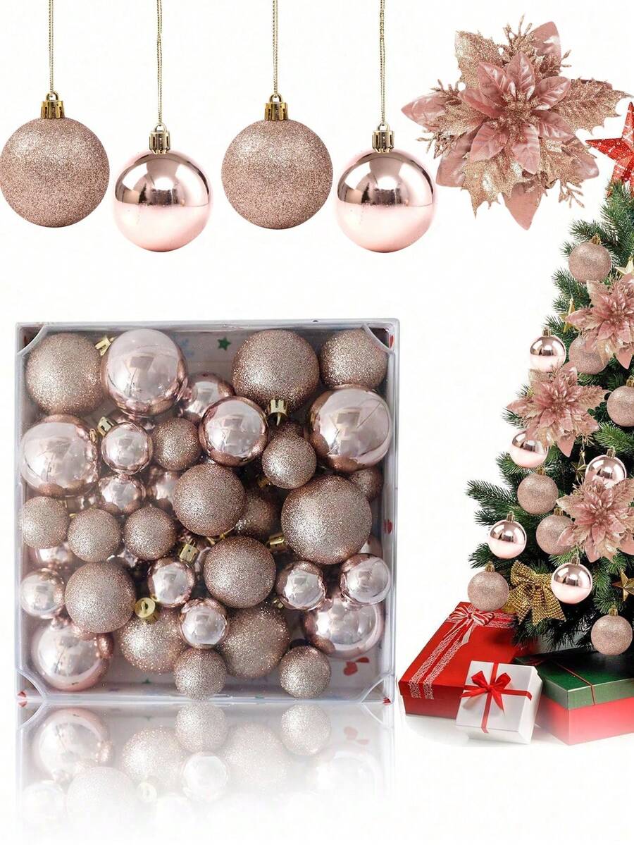 44-Piece Christmas Ball Ornament Set, Shatterproof Hanging Baubles for Christmas Tree, Wedding or Office Decor, Multi-Size Holiday Decorations
