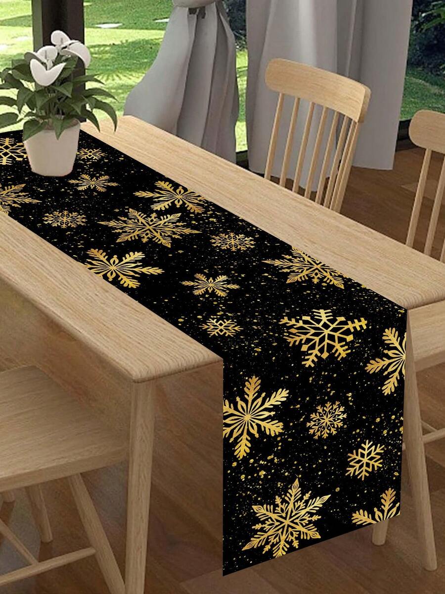 Gingerbread Man Christmas Table Runner, 35x180cm Polyester Holiday Table Flag, Festive Dining Room Décor for Christmas & Winter Home Use