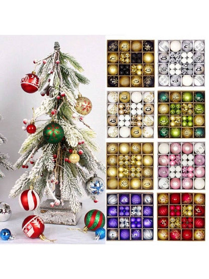 44pcs Sequined Christmas Tree Ball Ornaments, Glitter Decorative Holiday Tree Baubles, Perfect for Christmas Parties and Home Decoration