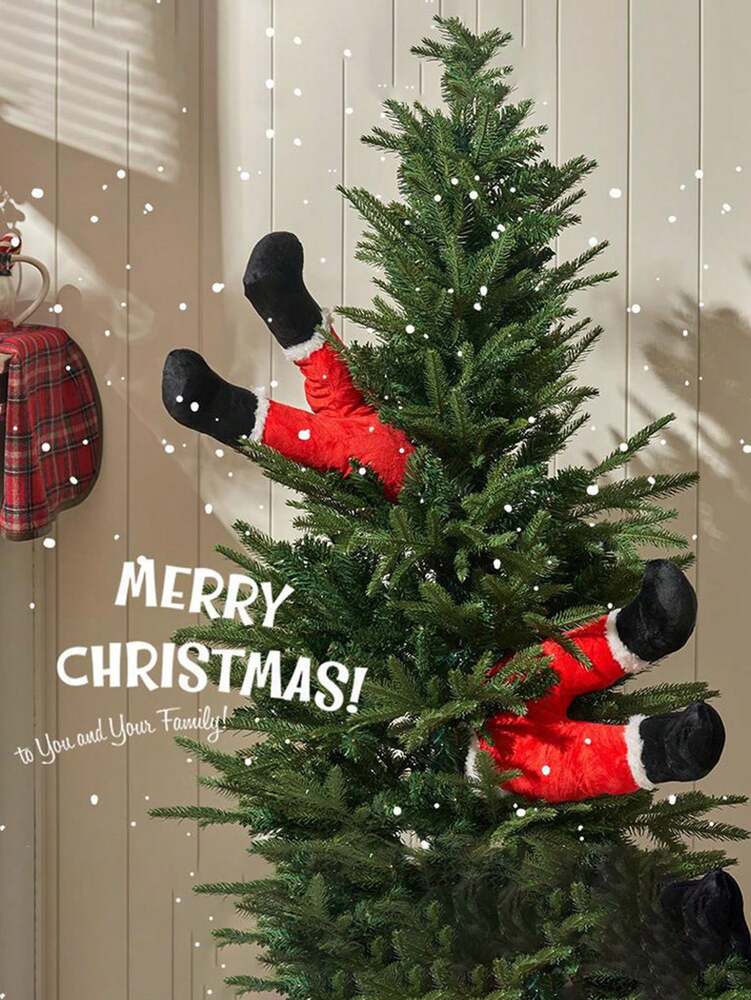 Christmas Elf Legs Tree Topper Decoration, Plush Stuffed Elf Body Ornament for Holiday Trees, Fun Fireplace and Party Decor for Home or Office