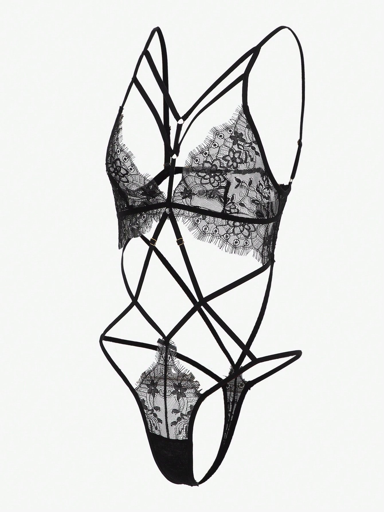 Floral Lace Cut-Out Teddy Bodysuit Lingerie