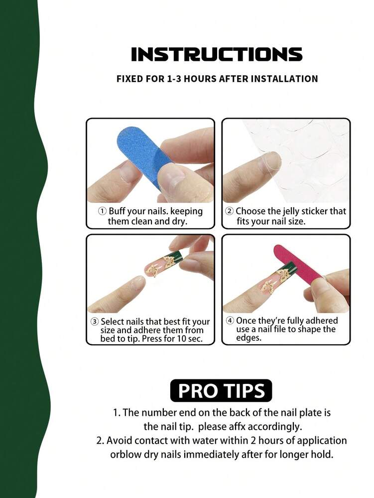 24pcs Medium Square Green French Press On Nails, Butterfly Rhinestone Charm Design, Gradient Glitter Nail Set For Women Party And Daily Wear