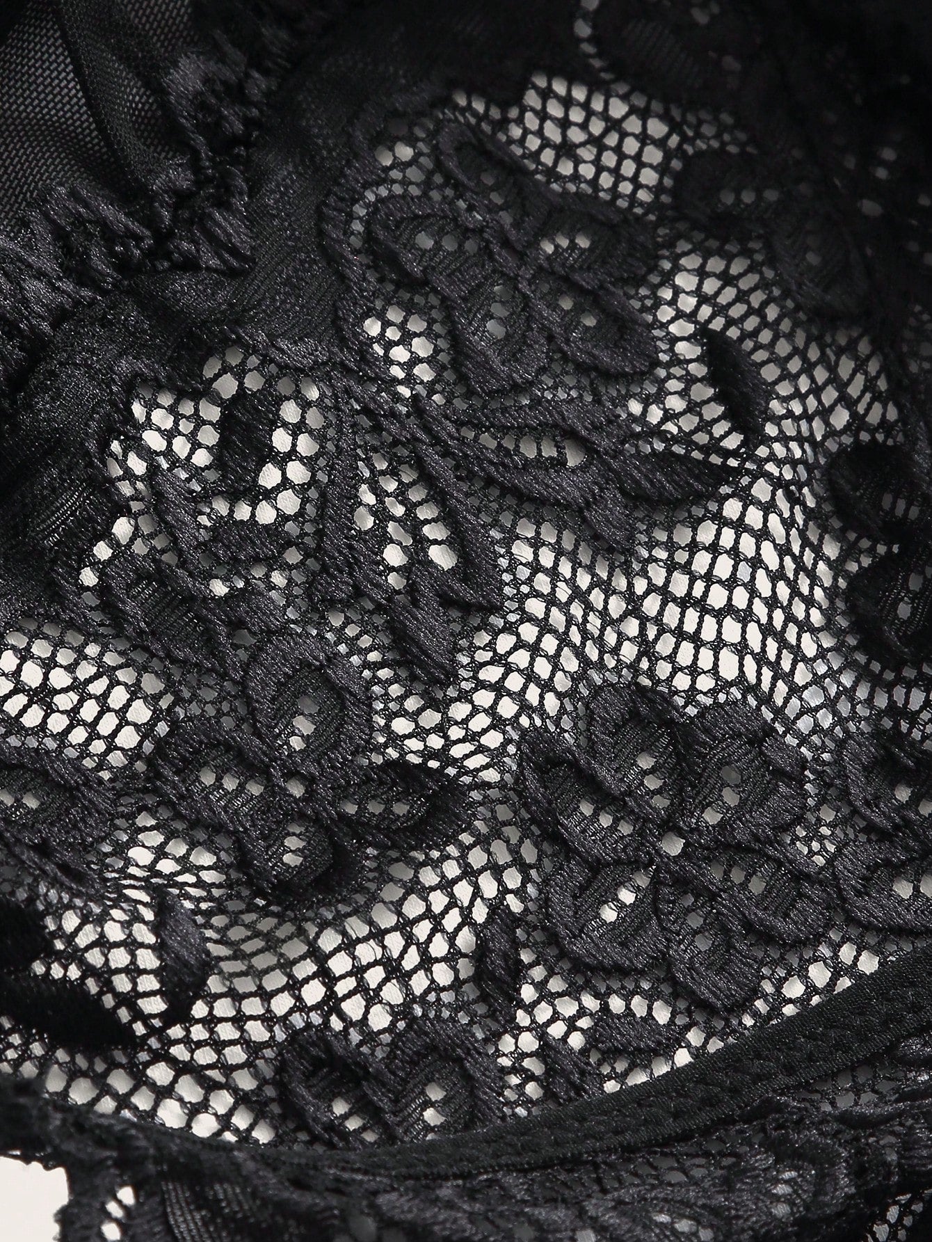 Floral Lace Scallop Trim Halter Teddy Bodysuit Lingerie
