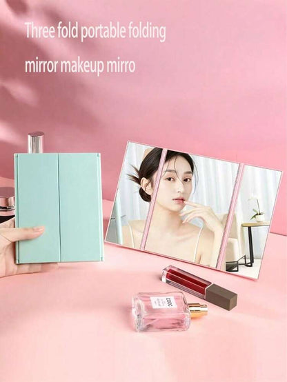 3-Sided Foldable Makeup Mirror, Ultra-Thin Portable Vanity Mirror for Travel or Home, Adjustable Compact Beauty Mirror Gift for Women (1pc)