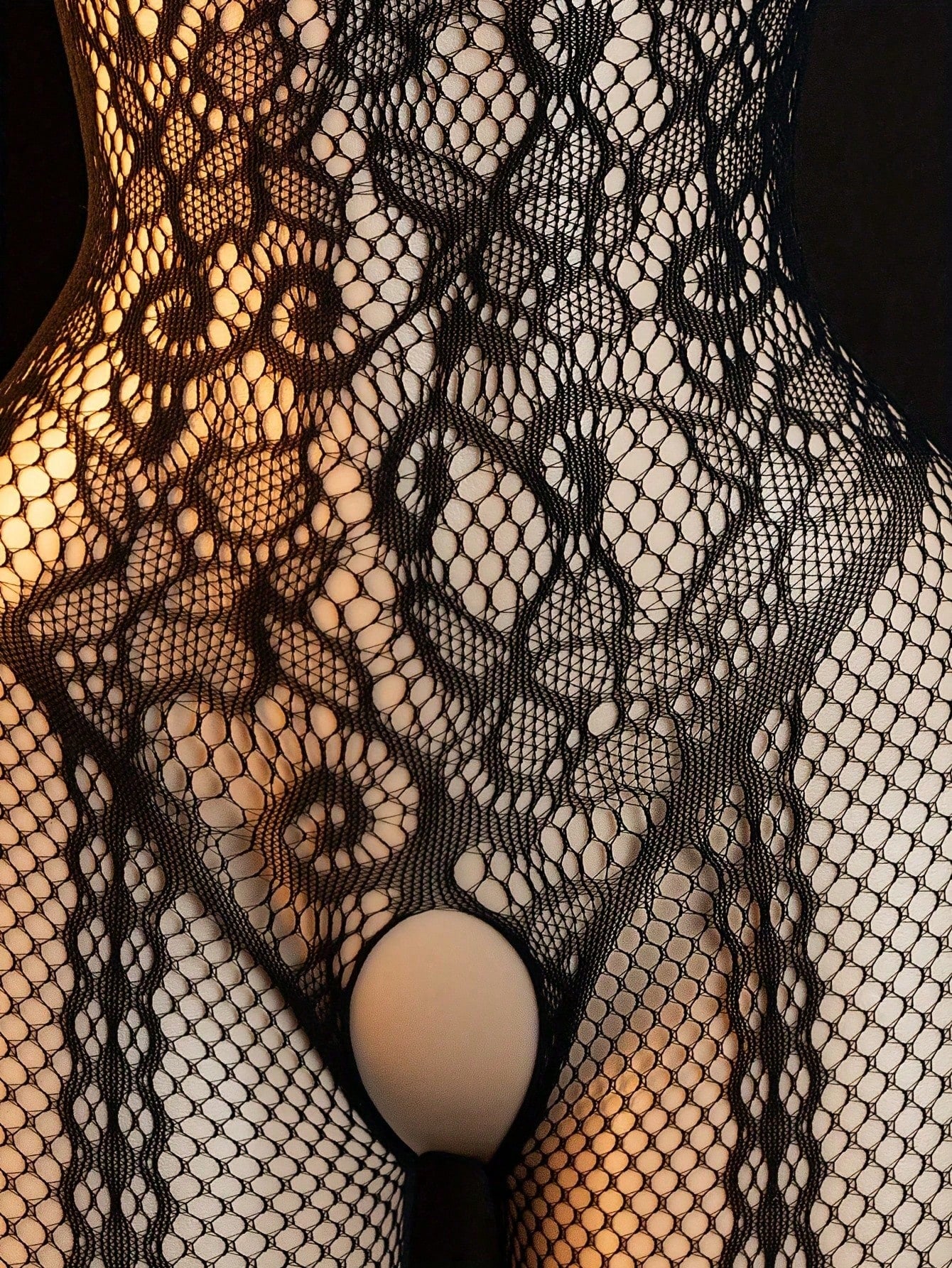 Floral Lace Crotch Jumpsuit See-Through Mesh Lingerie