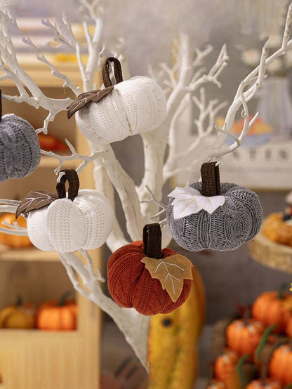 Knitted Orange Pumpkin Hanging Decoration, 1/3pcs Thanksgiving Harvest Ornaments for Home, Table, or Party Displays, Autumn and Fall Festival Decor