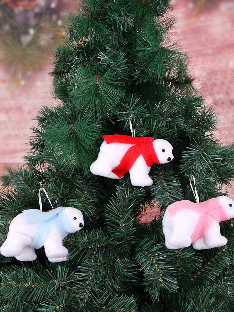 White Polar Bear Christmas Tree Ornament, Cute Hanging Pendant for Home or Office, Adorable Small Holiday Decoration for Kids and Family
