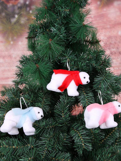 White Polar Bear Christmas Tree Ornament, Cute Hanging Pendant for Home or Office, Adorable Small Holiday Decoration for Kids and Family