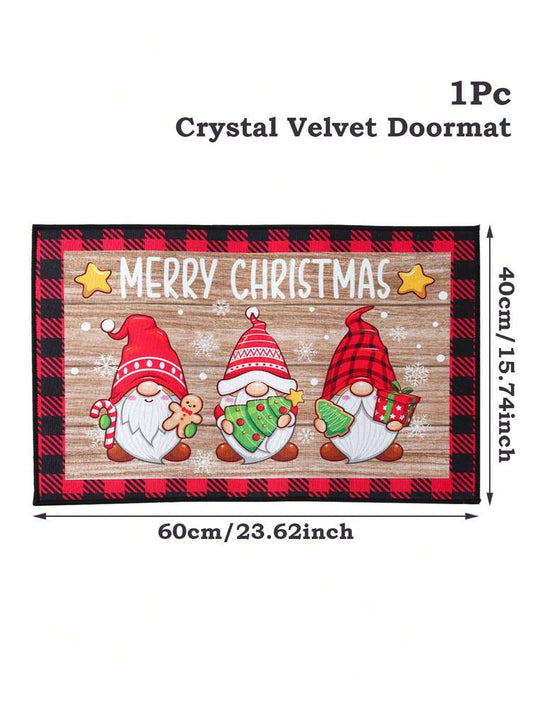 2pcs Merry Christmas Doormat Set, Gnome and Snowflake Design, Non-Slip Washable Floor Mats for Kitchen, Entryway, or Holiday Home Decoration 2026