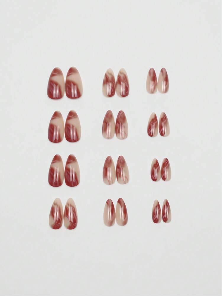 24pcs Medium Almond Press On Nails, Gradient Ombre Design, Elegant Full Cover Acrylic Nails For Women Summer Daily Nail Art Look