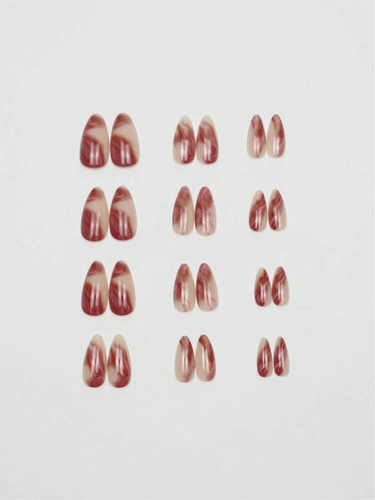 24pcs Medium Almond Press On Nails, Gradient Ombre Design, Elegant Full Cover Acrylic Nails For Women Summer Daily Nail Art Look