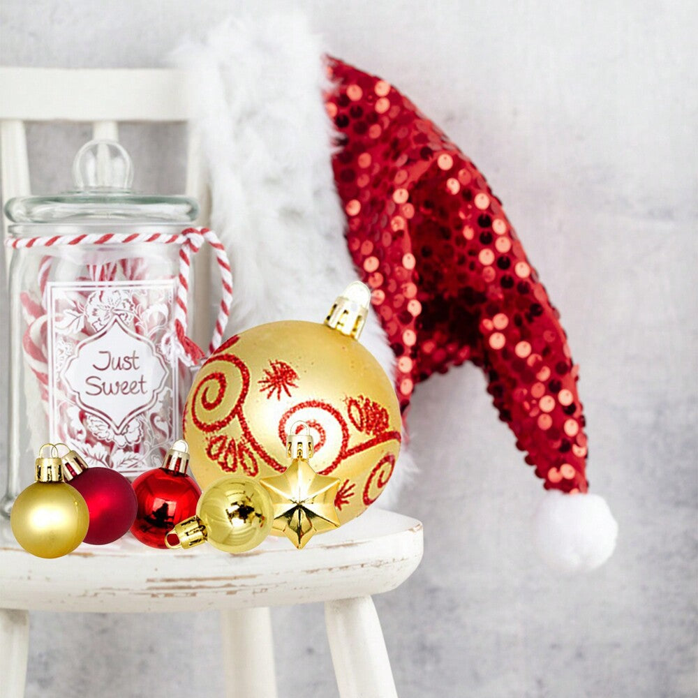 44pcs Sequined Christmas Tree Ball Ornaments, Glitter Decorative Holiday Tree Baubles, Perfect for Christmas Parties and Home Decoration