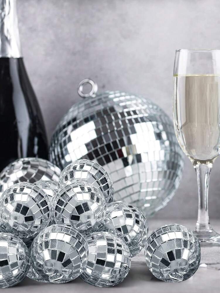 20pcs Silver Mirror Disco Ball Ornaments, Small Reflective Hanging Decorations for Disco Parties, Christmas Trees, Birthdays, and 70s-Themed Weddings