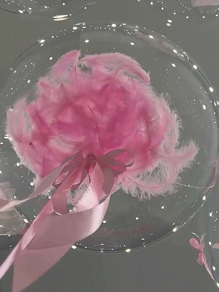 52pcs 20-Inch Pink Feather Balloons with Ribbons, Elegant Decorative Balloon Set for Wedding, Outdoor Photography or Room Decor