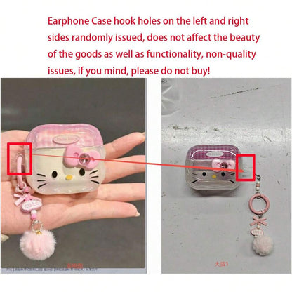 1pc Cartoon Kitty Bluetooth Earbud Case, Cute 3D Heart & Butterfly Protective Cover Compatible with AirPods 1/2/3/Pro, Drop-Resistant Pink Design