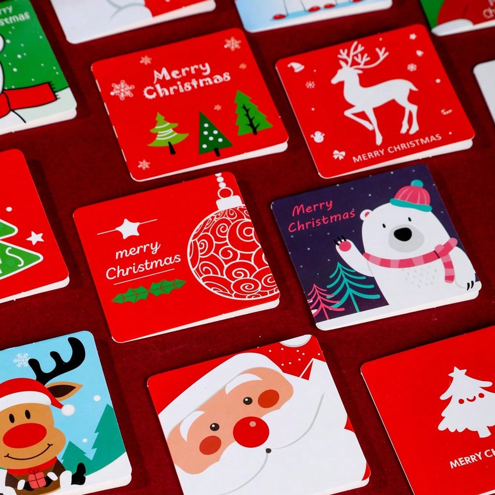 24pcs Mini Christmas Greeting Cards Set, Embossed Santa Claus Design with Envelopes, Perfect for Holiday Wishes, Gifts, and Festive Messages