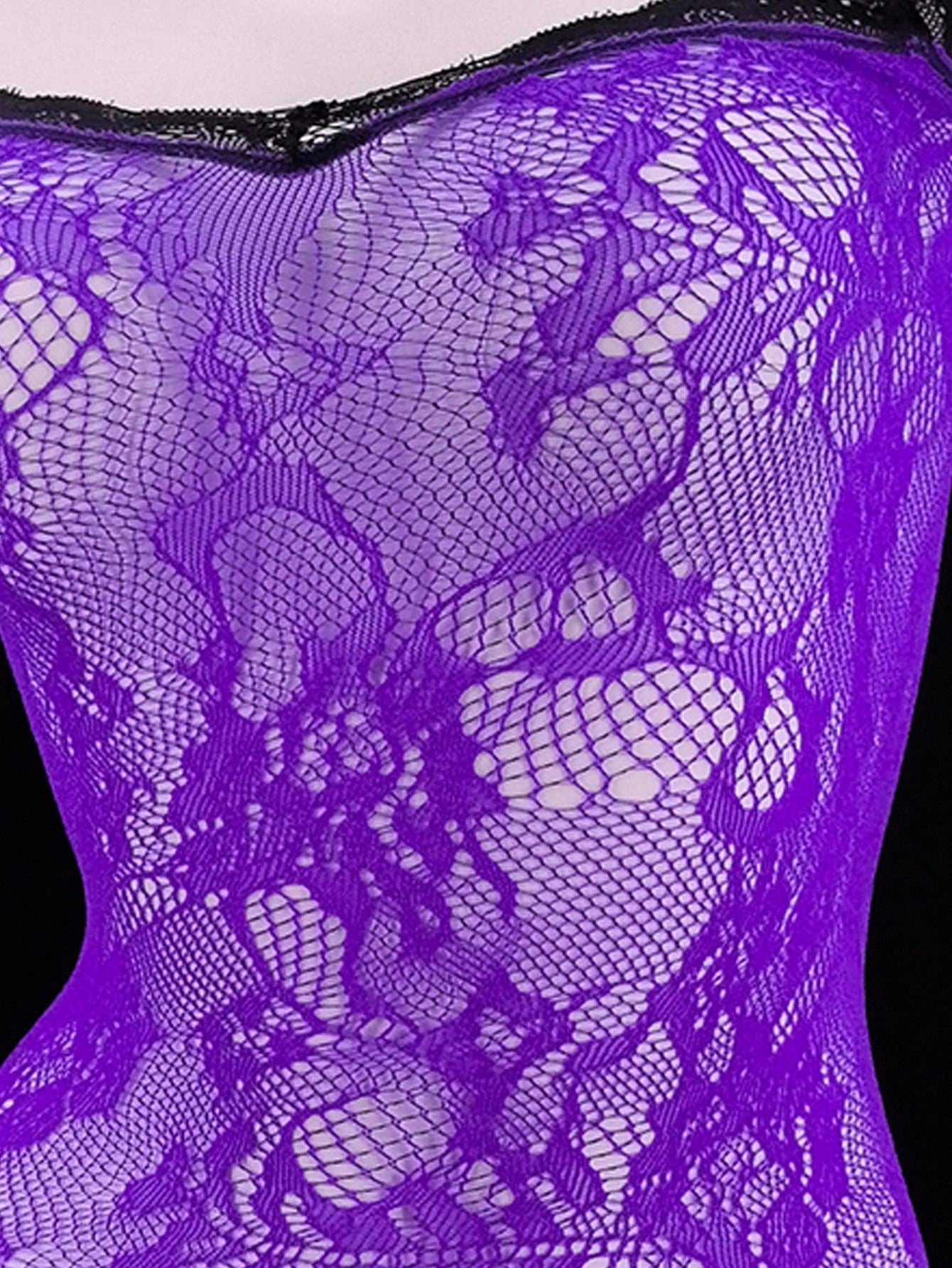 Plus Size Lace Trim Sheer Mesh Skirt Lingerie Dress