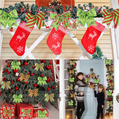 6-Piece Red and Green Christmas Ribbon Set, Large Decorative Wreath and Tree Ribbons for Gift Wrapping, Holiday Crafts, and Outdoor Christmas Decor
