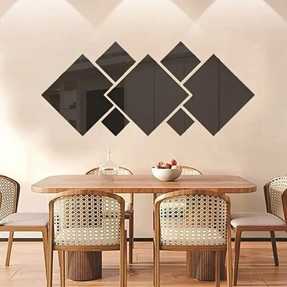 7pcs Square Acrylic Mirror Wall Stickers, 3D Rhombus & Rectangular Self-Adhesive Shatterproof Removable Mirrors for Home or Office Decor