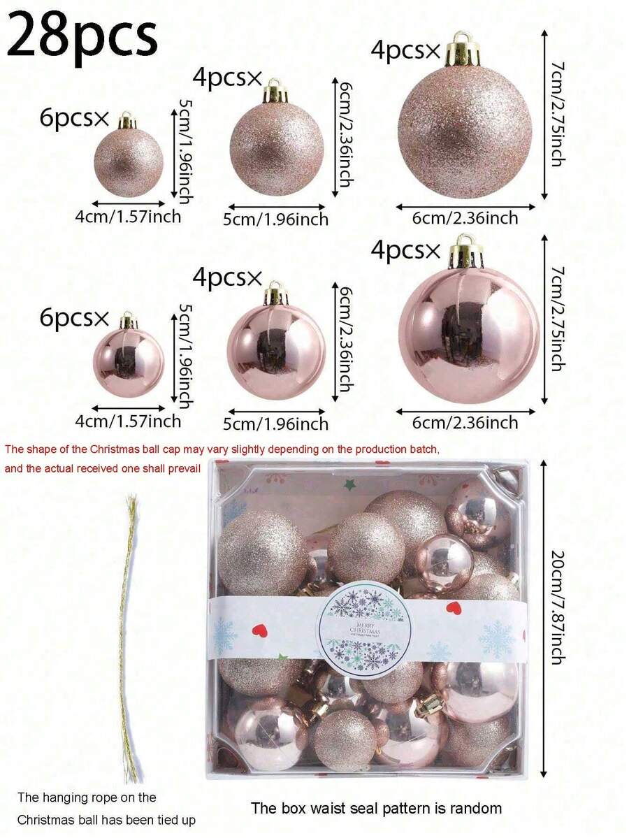 44-Piece Christmas Ball Ornament Set, Shatterproof Hanging Baubles for Christmas Tree, Wedding or Office Decor, Multi-Size Holiday Decorations