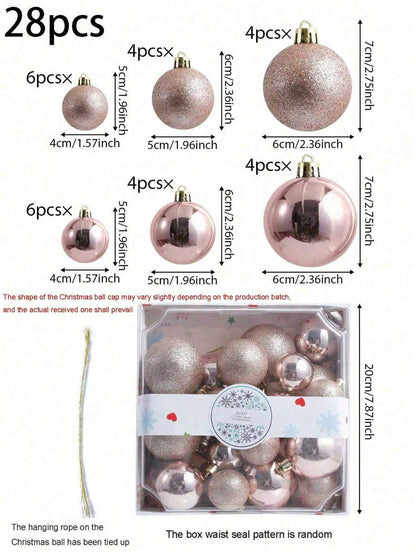 44-Piece Christmas Ball Ornament Set, Shatterproof Hanging Baubles for Christmas Tree, Wedding or Office Decor, Multi-Size Holiday Decorations